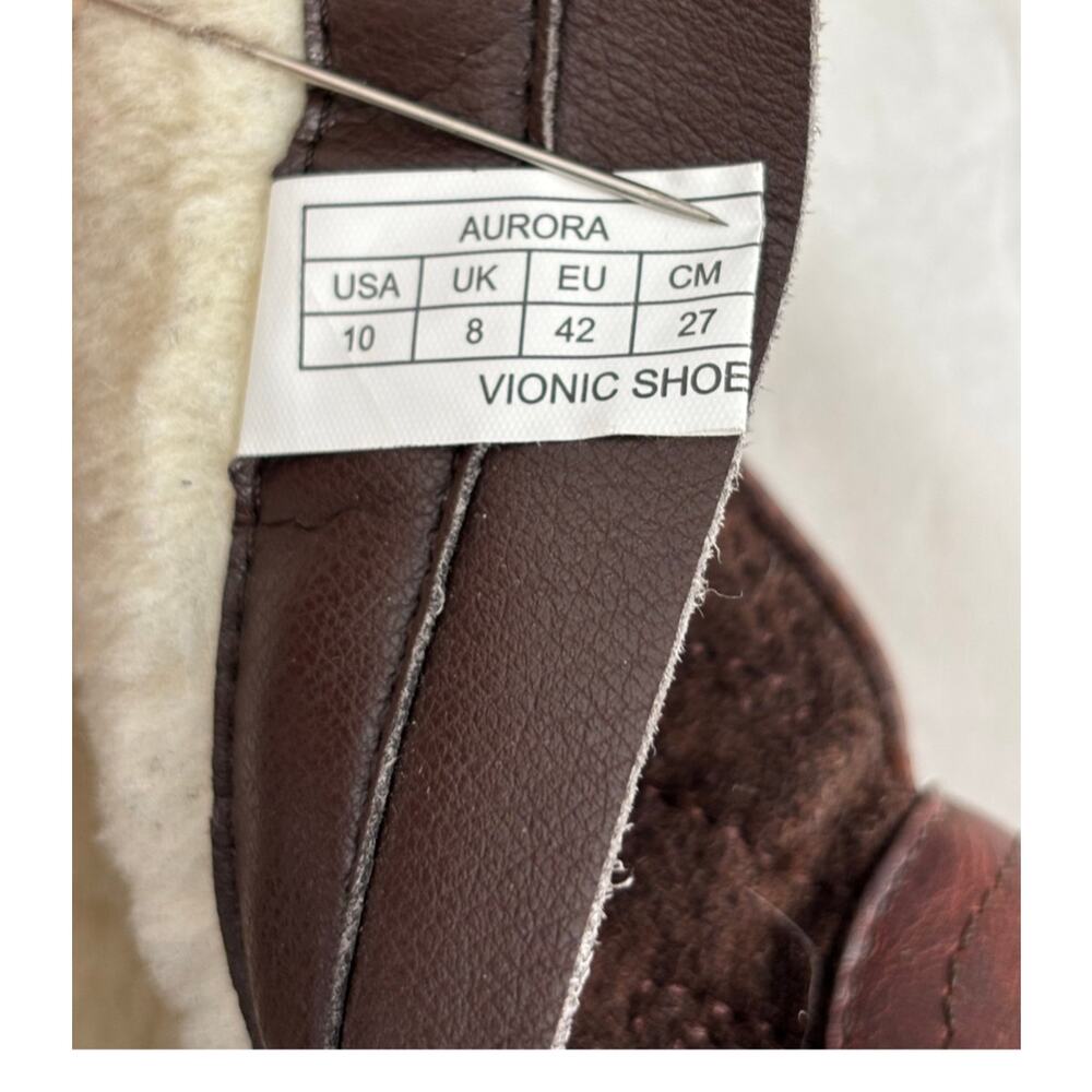 Vionic Mystic Aurora Tall Boots Weatherproof Brown Leather Riding Fleece Sz 10 - Picture 12 of 12